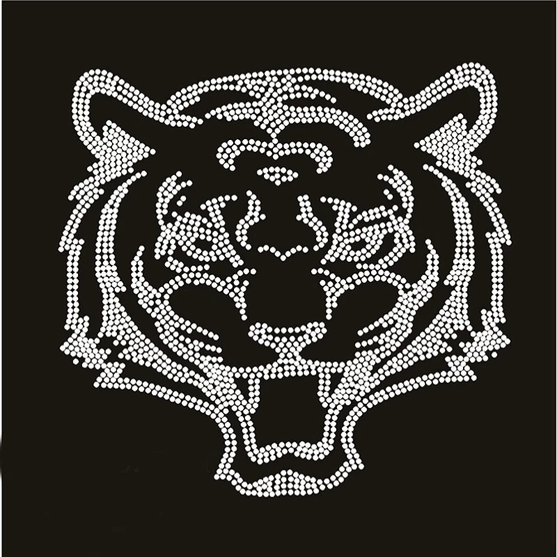 Bold and Powerful Tiger Customer design garment printing hot fix rhinestone heat transfer rhinestone transfer wholesale