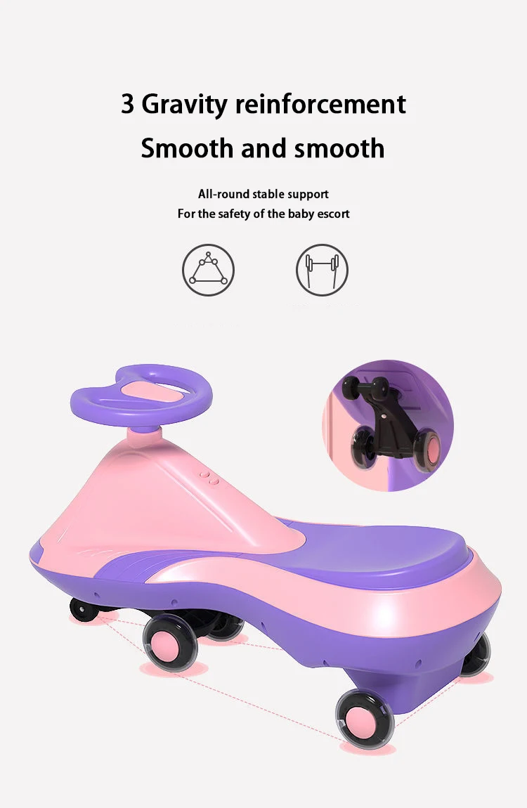 Customized children's twist car Baby twist car four-wheel swing car anti-rollover carver with music lights