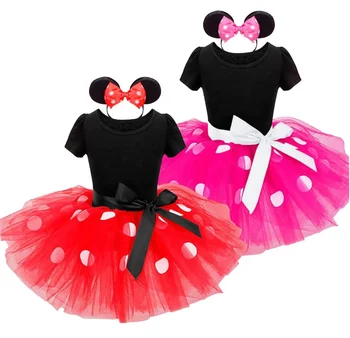 Christmas Carnival Cosplay Kids Party New Year Mickey Minnie Girls Summer Dress Costumes