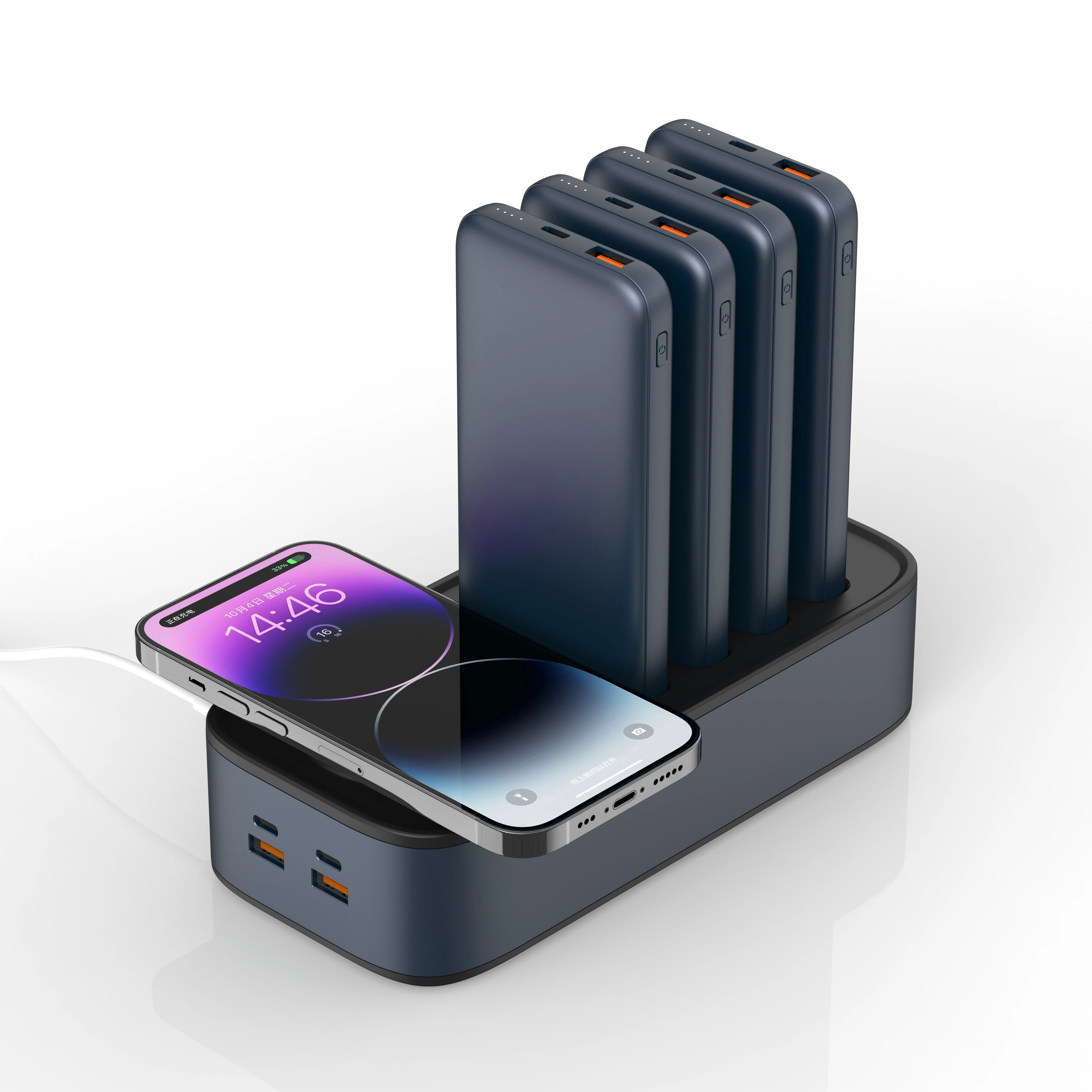 Wireless Charging Sharing Power Bank 10000mAh 40000mAh With Cables Fast Charge Power Station With USB Type-C Charging Station