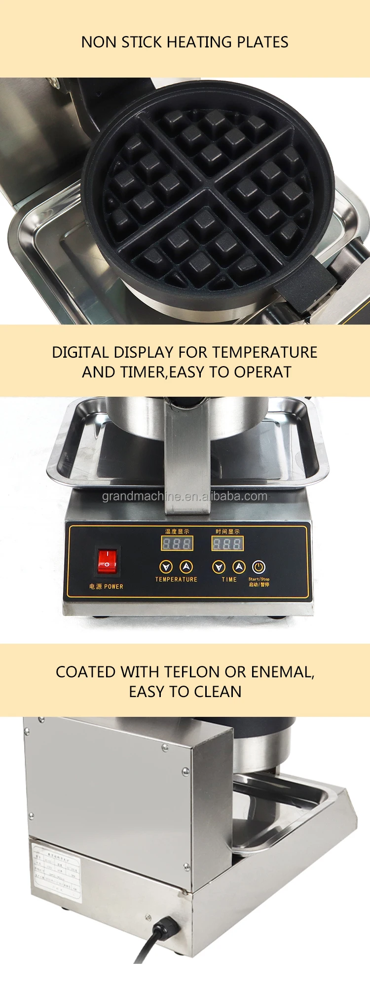 1-Plate Wholesale Price Rotary Waffle Maker Machine Commercial Snack Equipment supplier