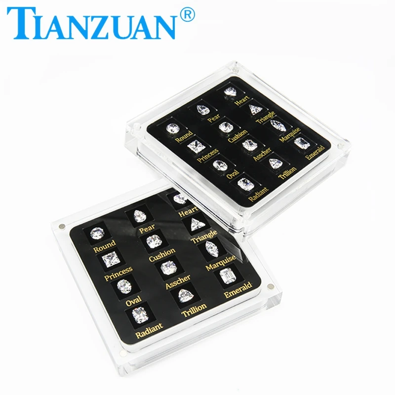 12 Shapes of Cubic Zirconia Loose Gemstone Display Tools Box Diamond Tester Master Set Cz Stone