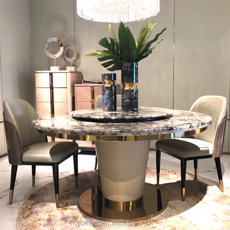 Modern Luxury Round Dining Table With Rotating Centre 6 8 Seater Dining