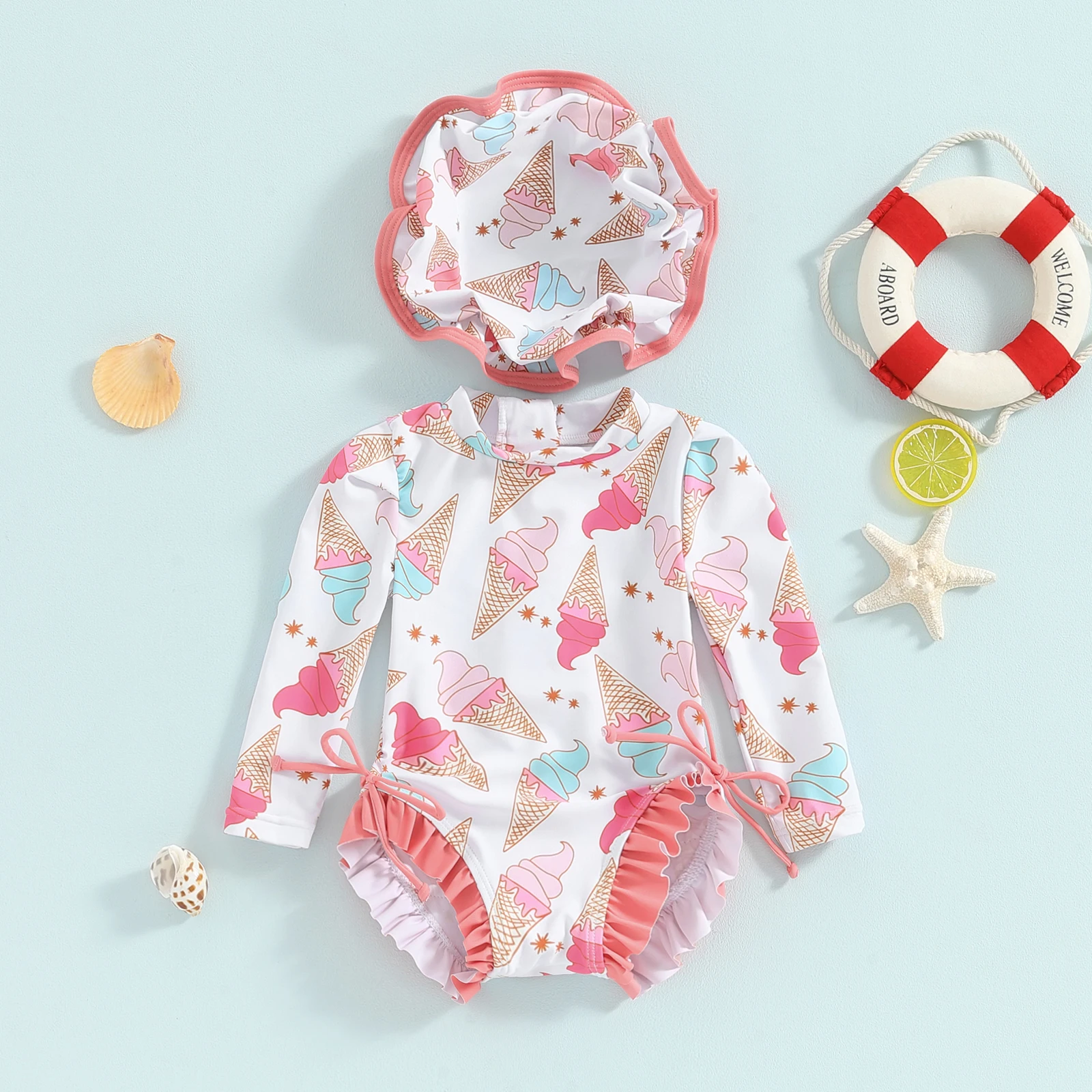 Summer Toddler Newborn Baby Girls Swimsuit Floral Checkerboard One Piece  Swimwear Kid Girls Ruffle Rash Guard Bathing Suit