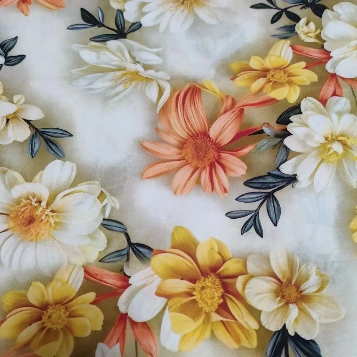 Бесплатный образец 5D цифровой печати вискоза атласная ткань 40S 110-125 gsm вискозная для платья