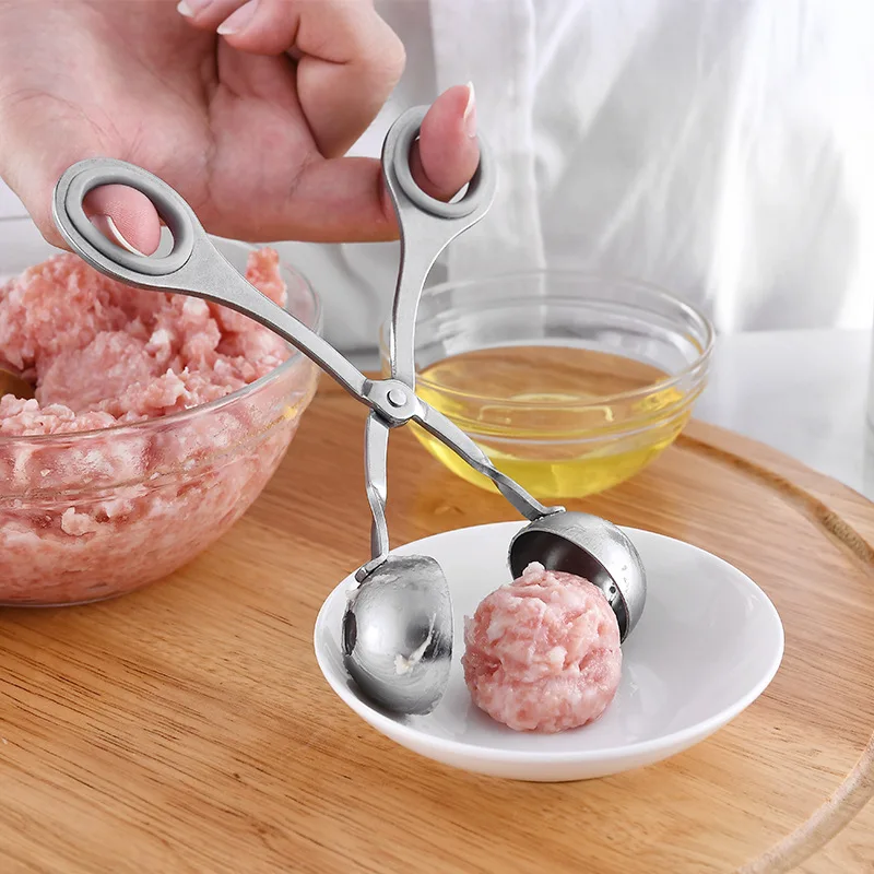 Wholesale Non-Stick Tongs Cake Ice Cream Scoop 304 Stainless Steel Meatball  Maker Spoon