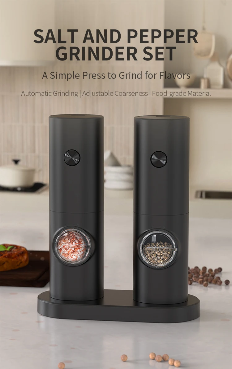 New Battery-Operated Electric Salt and Pepper Grinder Set Hand-Operated Ceramic and Plastic Mill for Home Use