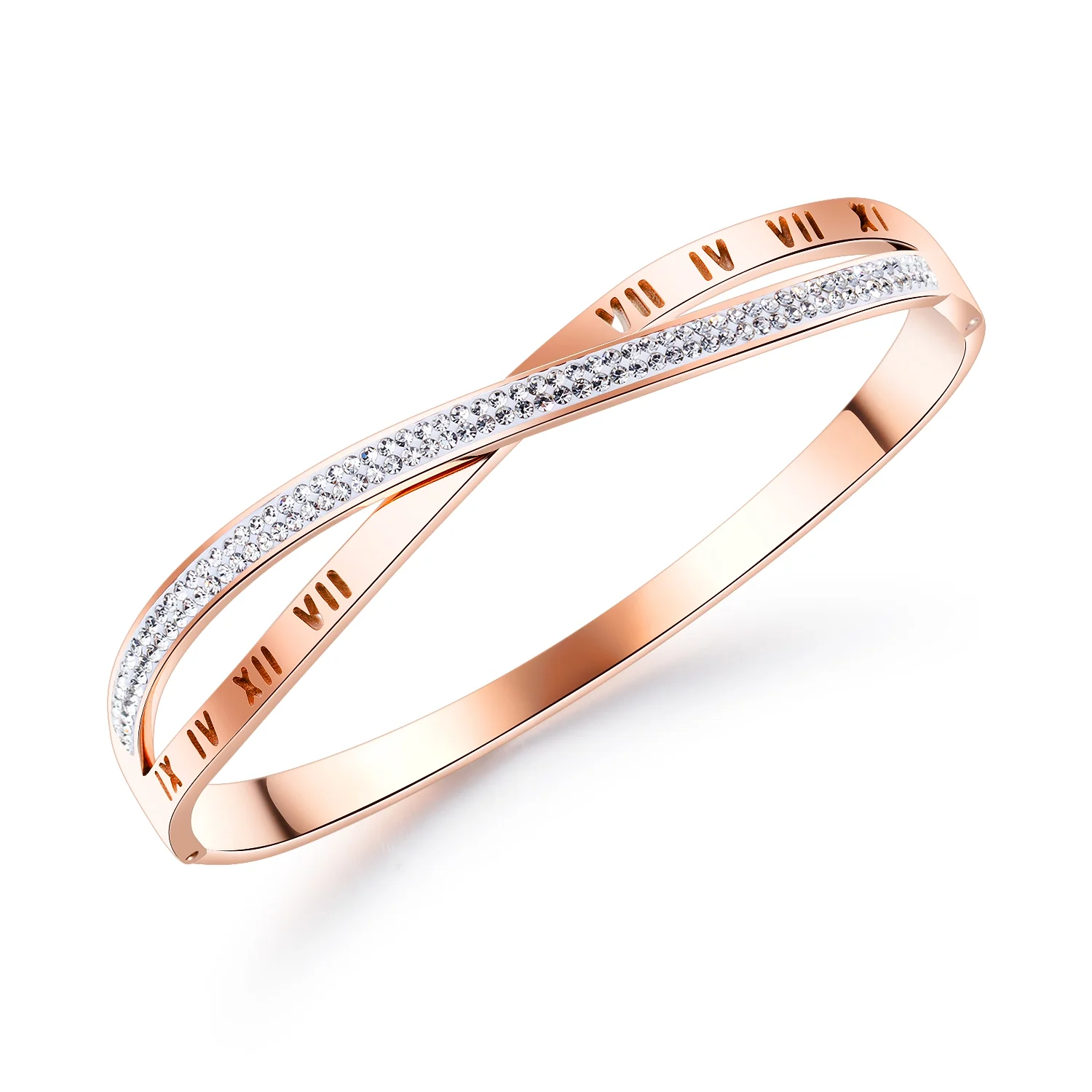 Wholesale Rose Gold Plated Twist Roman Numerals Stainless Steel Bracelets  Cubic Zirconia Cross X Bangles For Female Jewelry Gift - Buy Stainless  Steel Bracelet Bangle,Women Bracelets Jewelry,Stainless Steel Heavy  Bracelets Product on