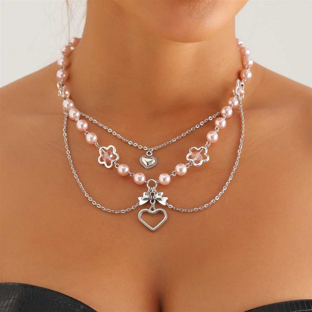Elegant Pearl Heart Layered Necklace for Women