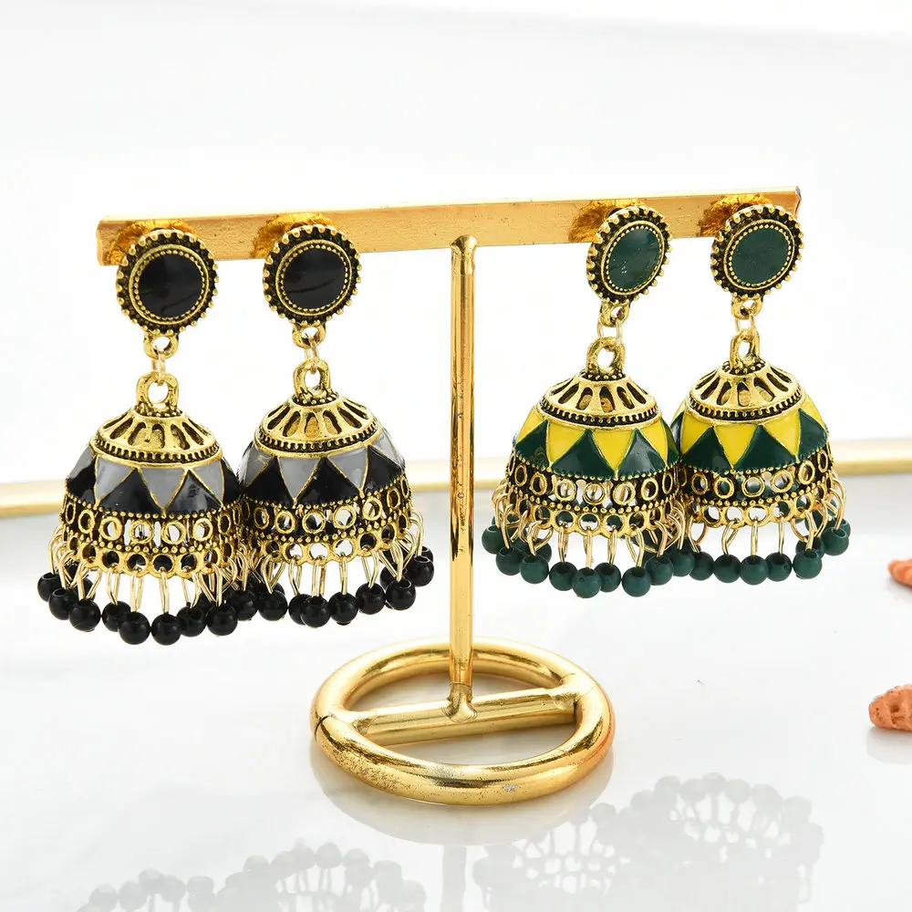 Buy Wholesale Traditional Indian Meenakari Jhumka Earrings, Free Shipping  Bollywood Wedding Party Jewelry, Wedding Sangeet Mahandi Favor Gift Online  in India - Etsy