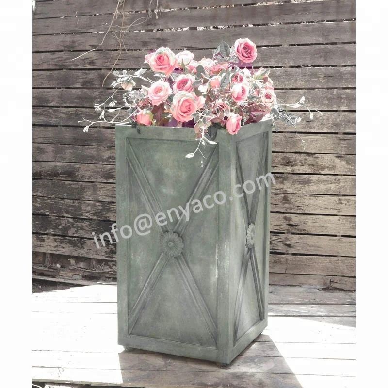 Vintage French Design Cube Planter Box Outdoor Decorative Plant Pots Wholesale Home and Garden Supplies