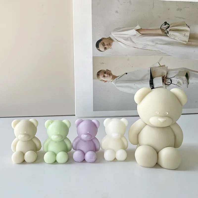 DIY Animal Scented Candle Silicone Mold Little Bear Baking Plaster Mold for Cake Tools factory