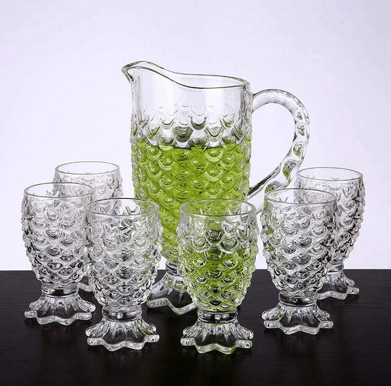 Etched Can-Can Pitcher Set, 7-pces