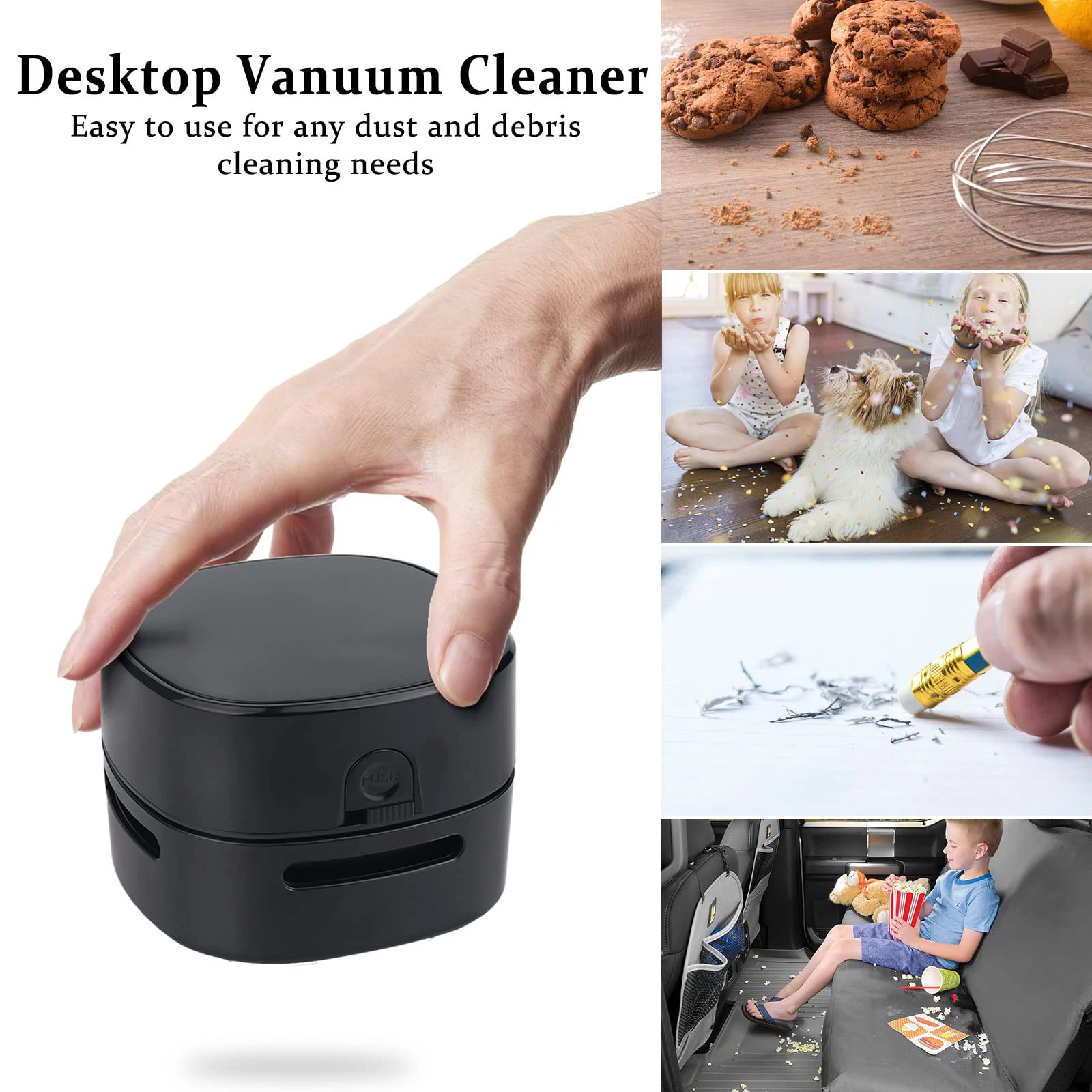 Mini Portable Battery Powered Handheld Electric Desktop Vacuum Cleaner for Desk Table Top Computer Keyboard PC Laptop Dry Dust