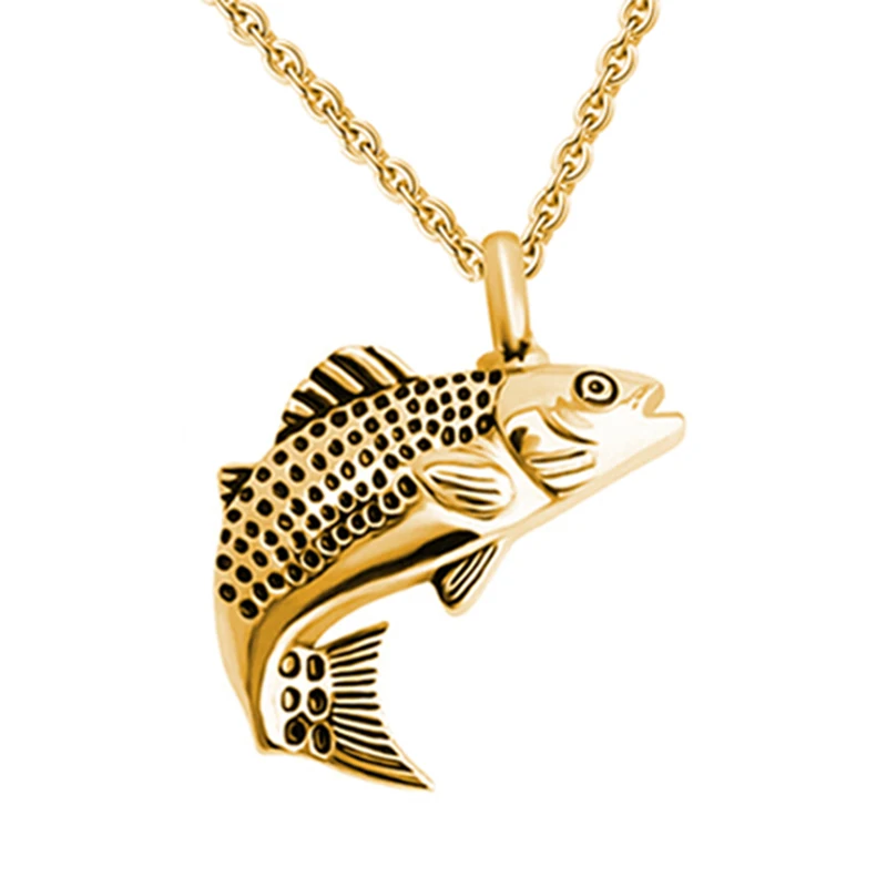 Fish Memorial Locket Jewelry Stainless Steel Pendant Cremation Urn Necklace For Pet Human Ashes Keepsake Gift for Men Women