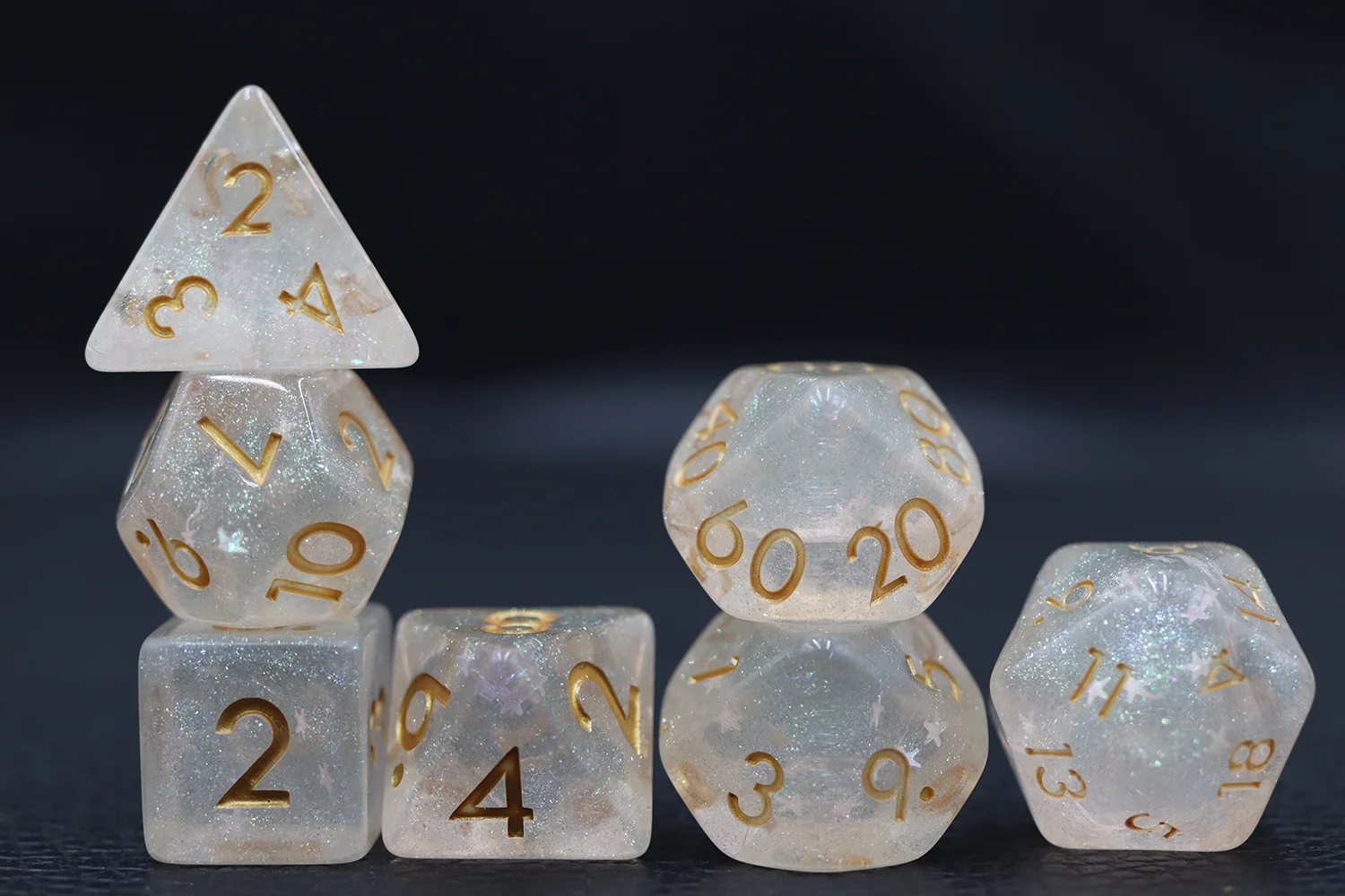 7-Pack 20-Sided Polyhedral Clear Resin Dice Set Low MOQ D20 for DND RPG Table Game details
