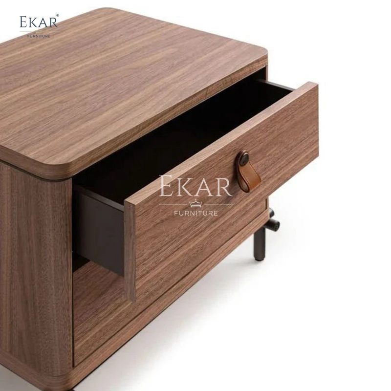 product sleek modern wooden bedside table with durable metal legs for home hotel or hospital versatile bedroom furniture-62