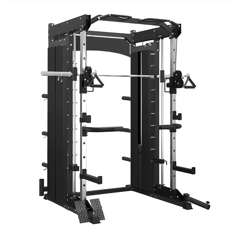 Machine Rack Select Smith Machine with LAT Pulldown, Weight Storage, Multi-Functional Squat ...