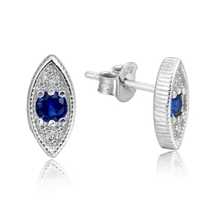 Elegant Women Jewelry 925 Sterling Silver Aaa Crystal Rhodium Plating Evil Eyes Earring