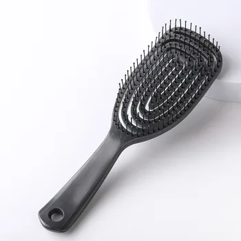 Scalp Massage Vented Curly Fast Drying Detangling Hair Brush 3D Flexi-control Nylon Black Detangler Brush