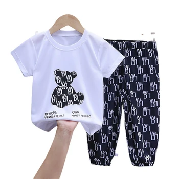 2022 Summer Kids Clothing Sets Boy Cotton Casual Children's Wear Baby Boys T-shirt Trousers 2 Pieces Clothes Sets