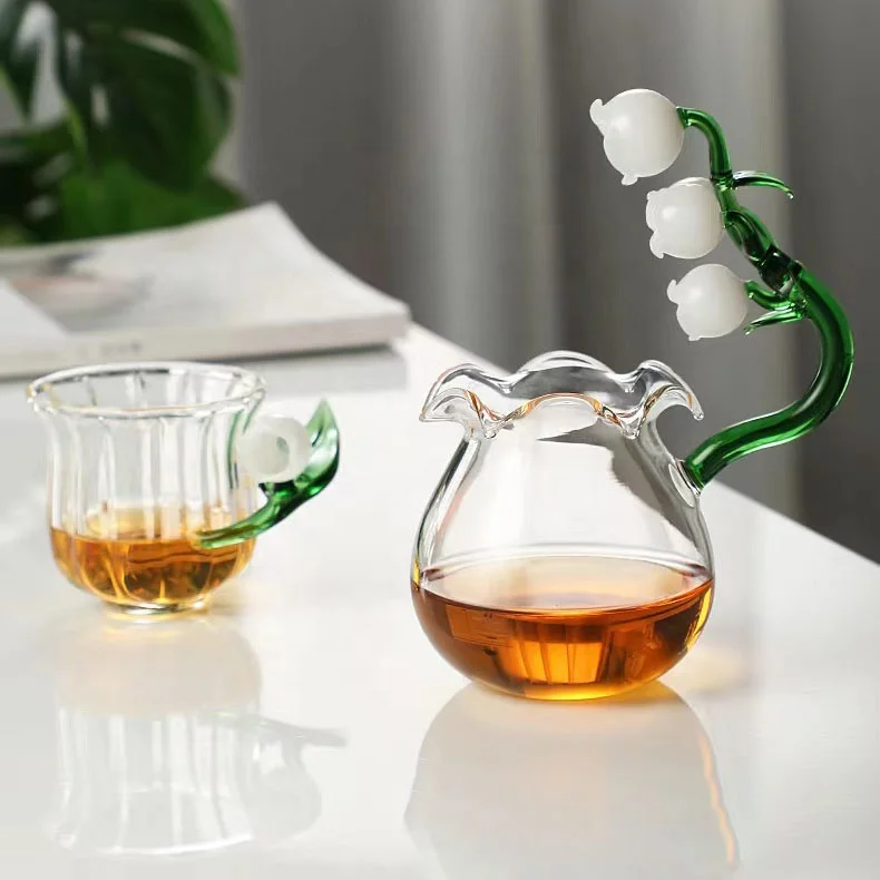 Хит продаж изысканный дизайн орхидеи стеклянная кружка для питья лилии