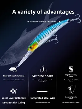 Artificial Hard Bait Drag Fishing Minnow Freshwater Saltwater Long Throw Center Gravity Transfer Integrated Steel – Minnow – view 4