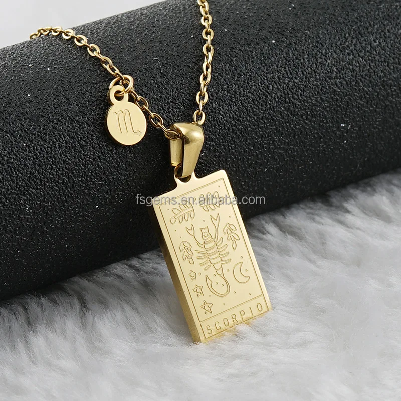 Fashionable 18K Gold Plated High Quality Shiny Chain Necklace With Pattern Engraving Charm Pendant Necklace