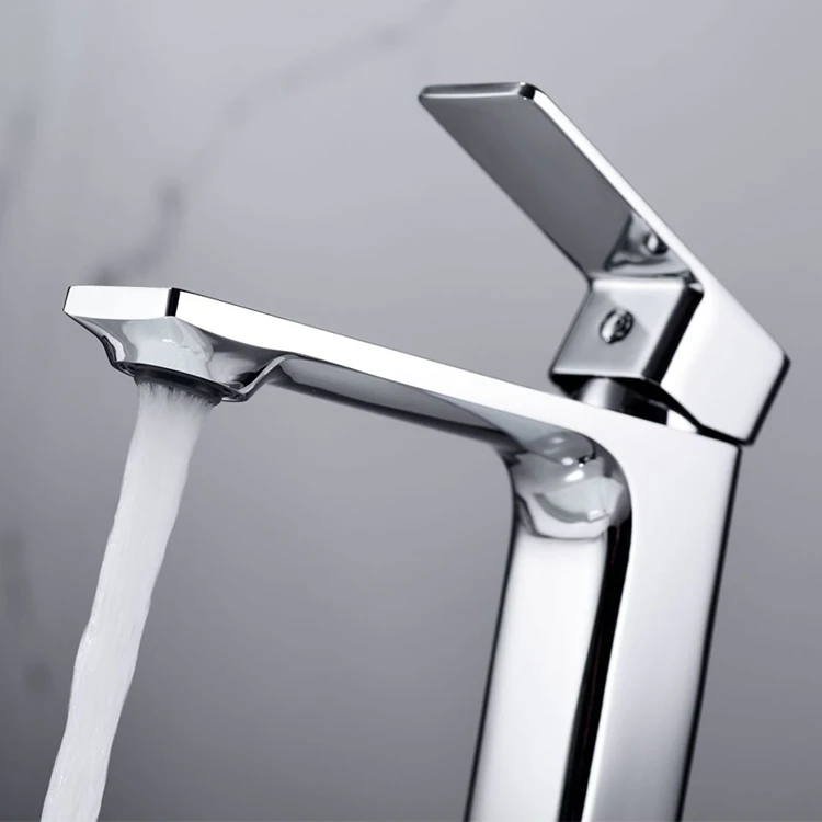 SANIPRO Moden Simple Design Deck Mounted Hot and Cold Water Mixer Wash Basin Faucet Brass Bathroom Taps