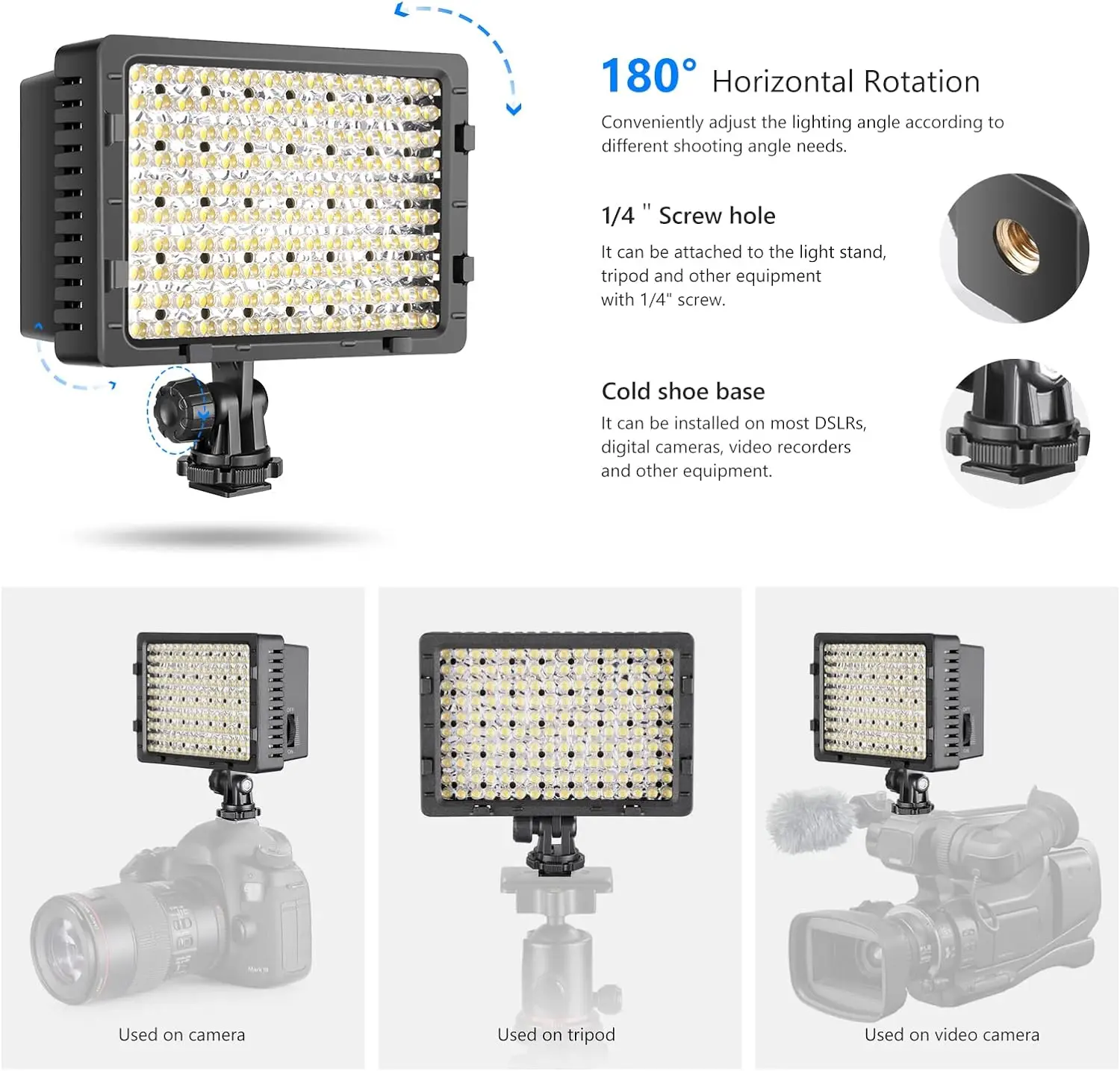 NEEWER 160 LED Video Light High Power, Portable, and Dimmable