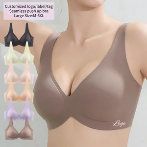 New Seamless v Neck  Sexy Plus Size Wireless Jelly Bra Without Wire Soutien Gorge Pour Femmes Grande Taille Push-up Woman Bra