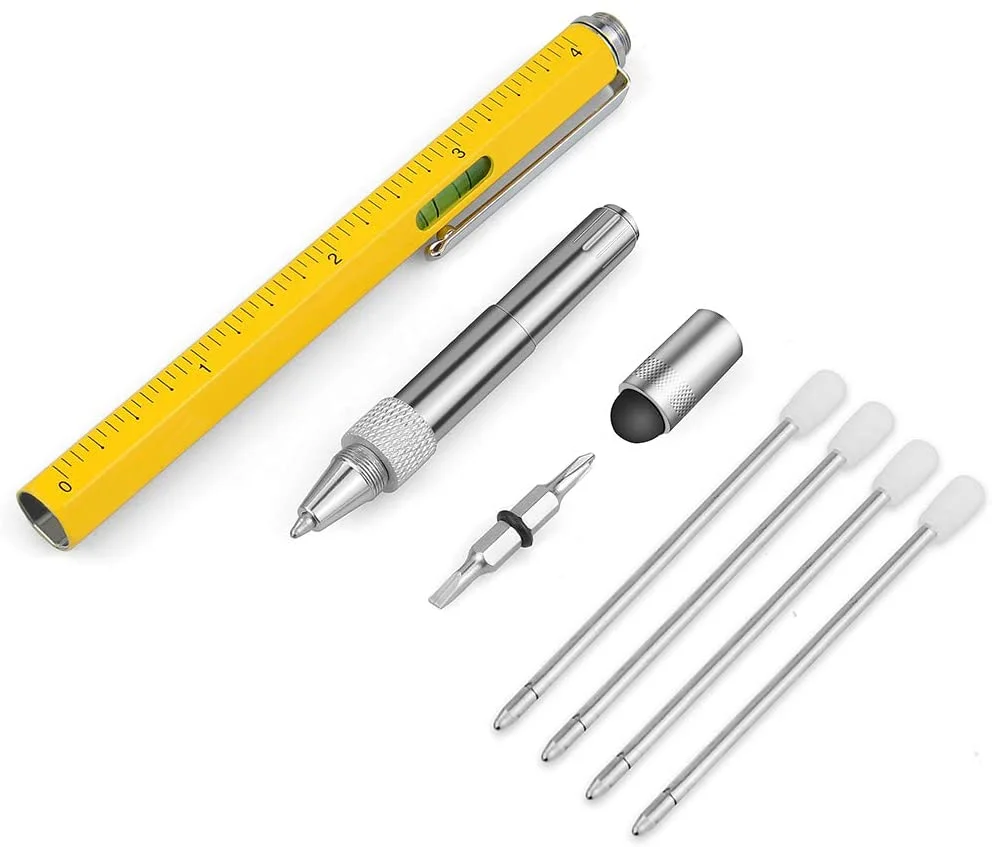 6 in 1 Multifunction Tool Pen With Custom logo Color and Engineering Pen With Inch Scale in Multi Ballpoint Pen