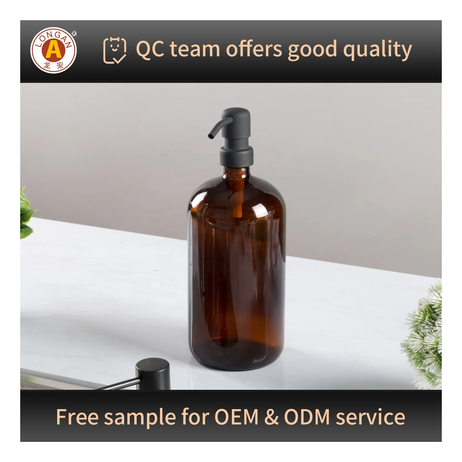 OEM Factory Accepts Frosted Clear Glass Soap Foam Pump Bottles Empty Cap and Bamboo Sealed Bottles with Pump Sprayer