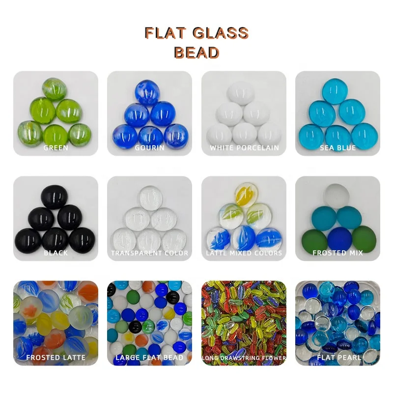 YuHua Stones Polished Round Rolling Colored Pebbles Rain Flower Pebbles Pattern Glass Beads Decorative Garden Culture Landscape