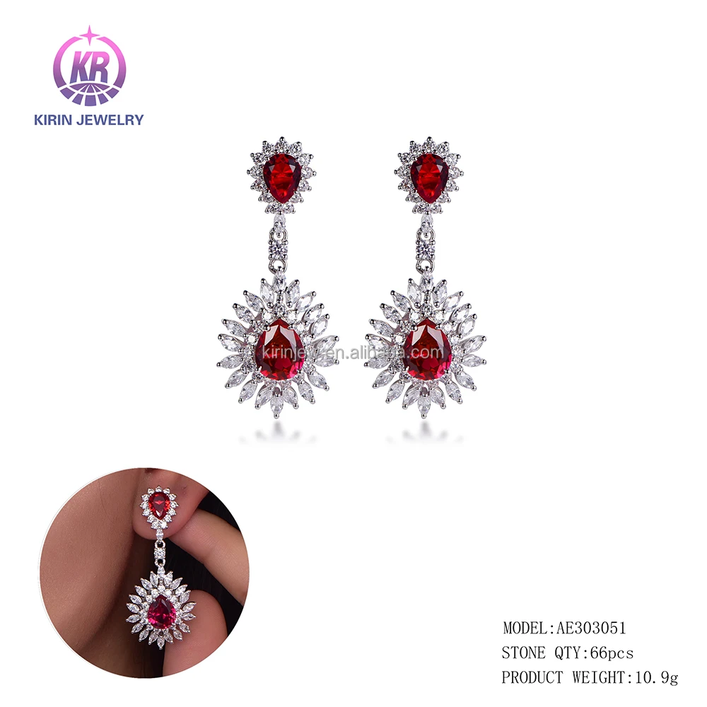 Luxury garnet earrings 925 sterling silver long earring sets for women jewelry fashion earrings trend 2022