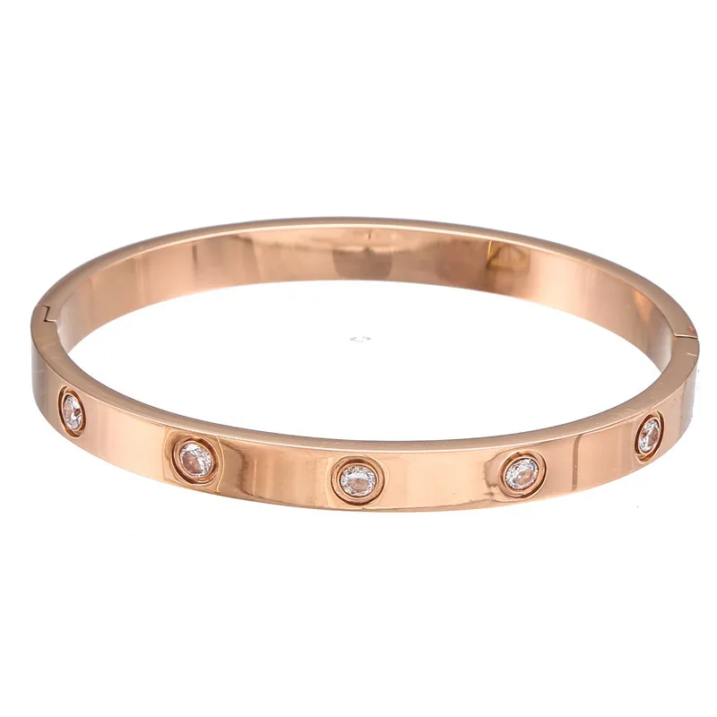 Gold Plated Paved Rhinestone Stainless Steel Bangle Bracelet Dainty Minimalist Jewelry for Men Gift Wholesale Supplies