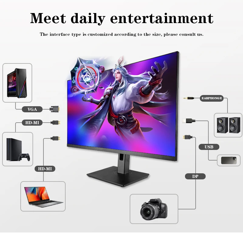 23.8Inch Fast Shipping Curved Monitor Led Desktop Computer 1080P High Resolution PC Monitor for Gaming/Business