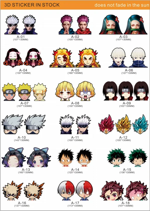 500 Styles Outdoor Waterproof Anime Car Stickers For Dbz Demon Slayer