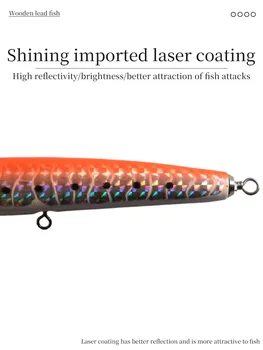 Metal Printed Wooden Floating Pencil Bait 16cm 45g Sea Fishing Deep Sea Golden Gun GT Cattle Port Luya with Hooks – Metal Jig – view 4