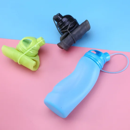 Portable Silicone Folding Sport Water Bottle Wholesale Collapsible Silicone Travel Bottle