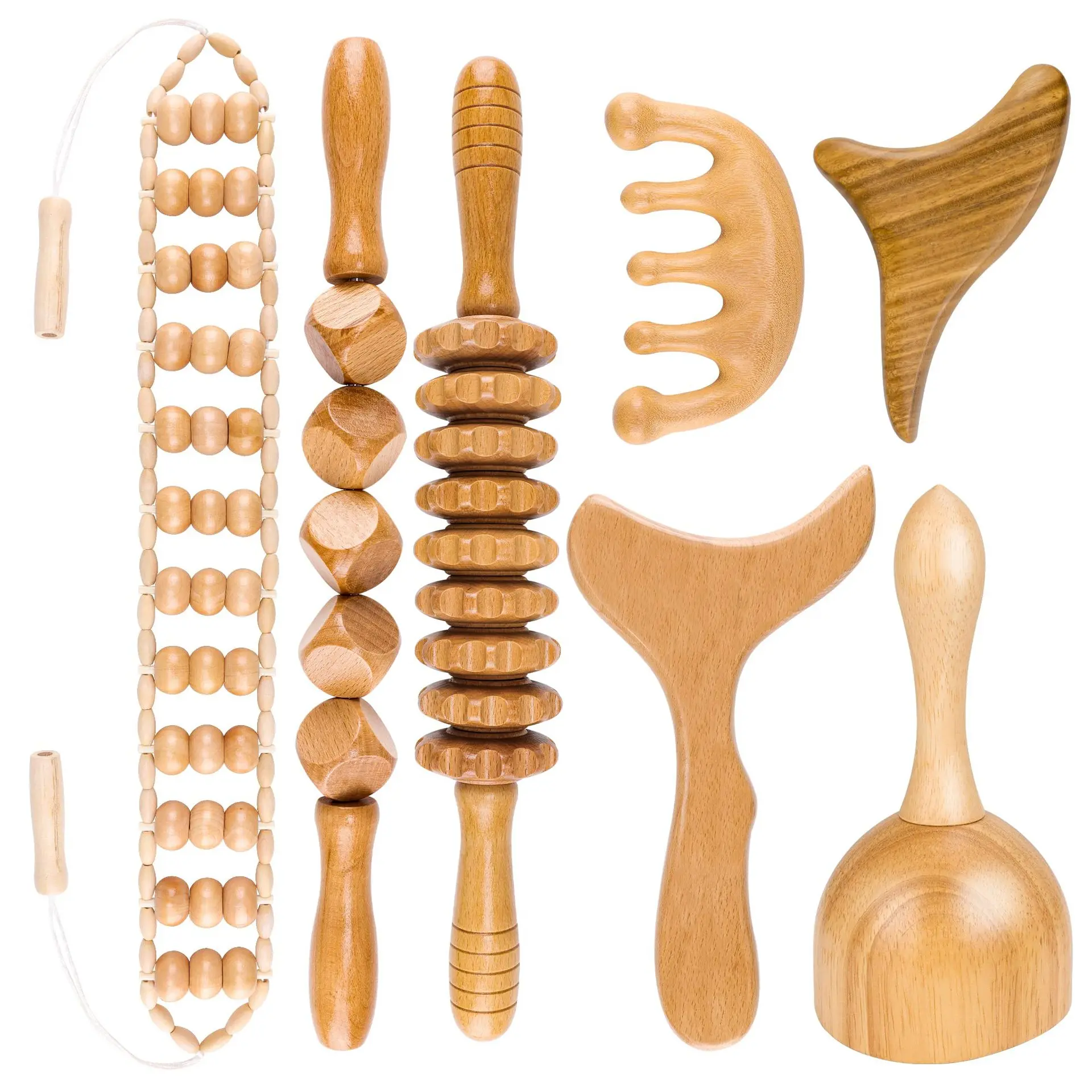 Whole Body Dredge Meridians Collaterals Wood Massage Stick Wood Back Therapy Body Massage Kit Lymphatic Tools