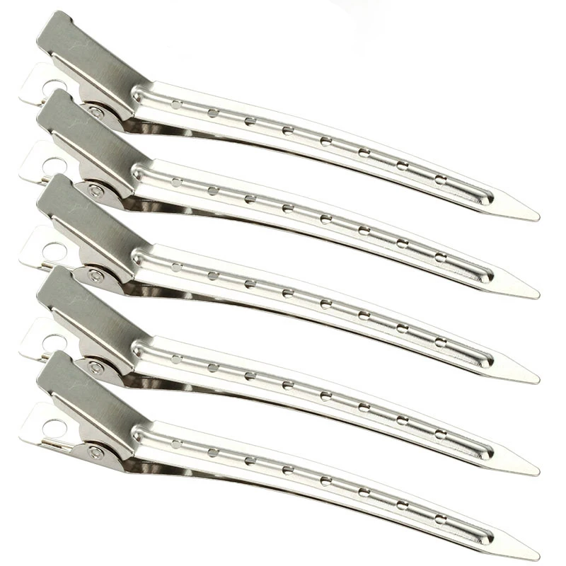 Wholesale Custom 12Pcs&Bag No Trace Salon Hair Clip Metal Duckbill Clip Sectioning Hair Clips with Hole
