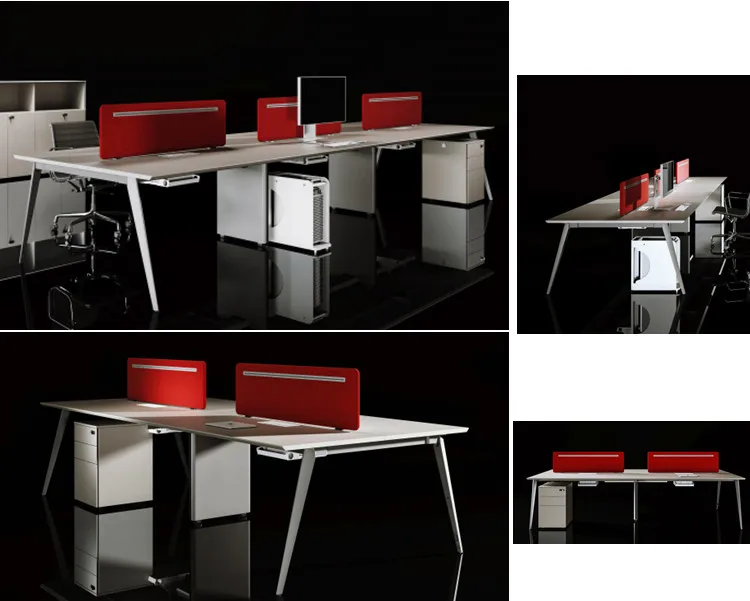 L Shaped MDF Modern Working Office Furniture Desk Staff Workstation For 4 Person Wooden Desk Office Partitions Cubicle