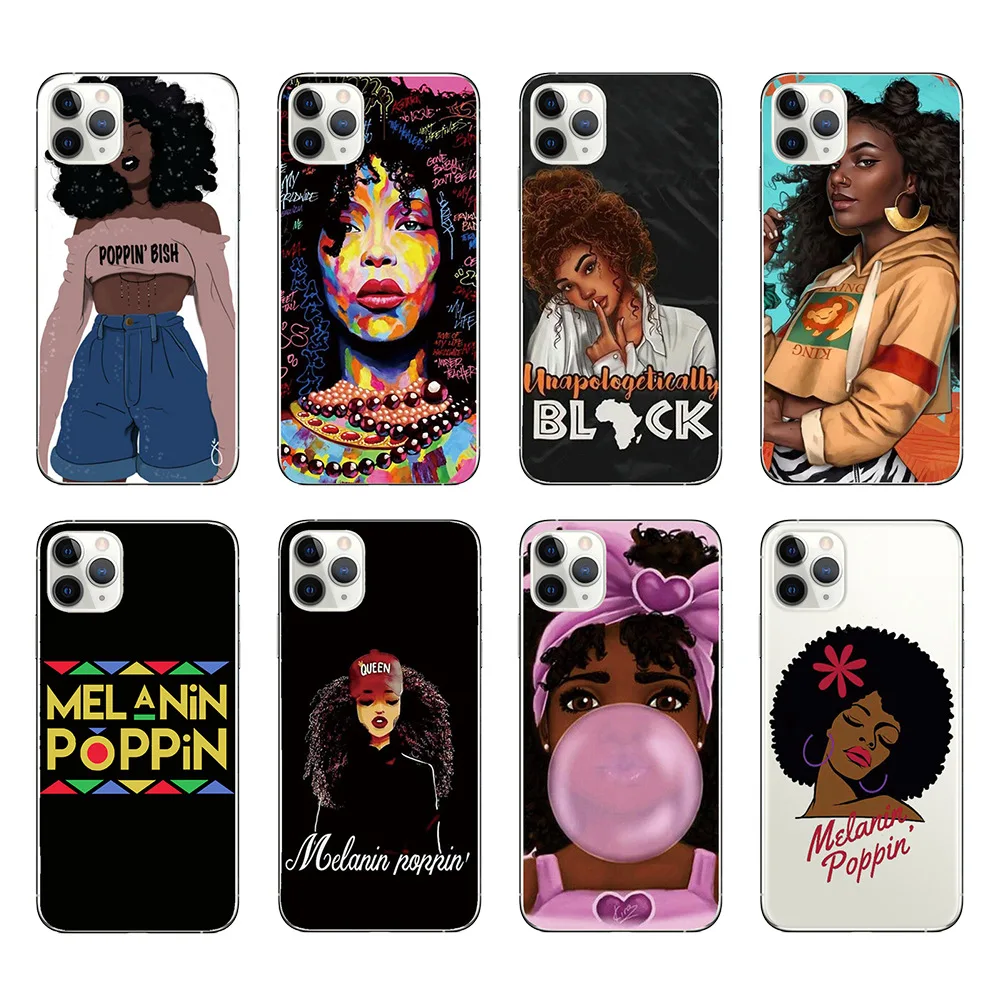 Custom African Print Black Girl Melanin Poppin Phone Case For Iphone 11 ...