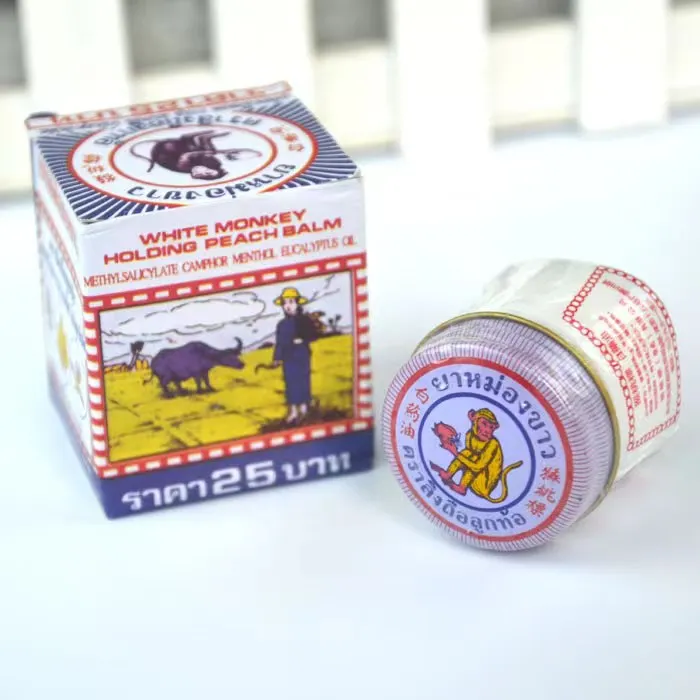 White Monkey Holding Peach Medicated Balm 12 Grams Thailand Original Monkey Peach Oil Tiger Balm Refreshing Cool