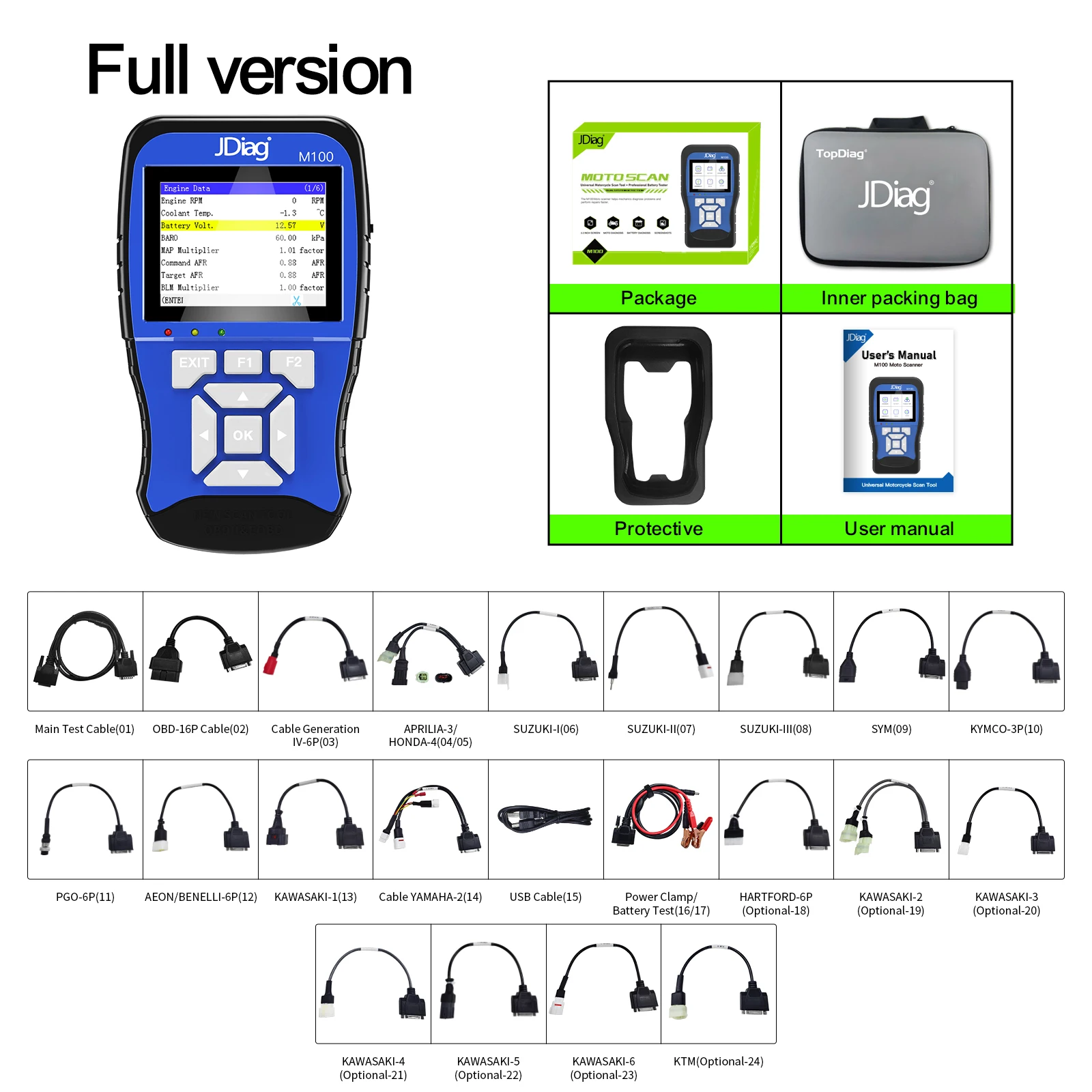 Motorcycle Engine Analyzer Universal Motorcycle Scan Tool - JDIAG M100 & Topdiag TP100
