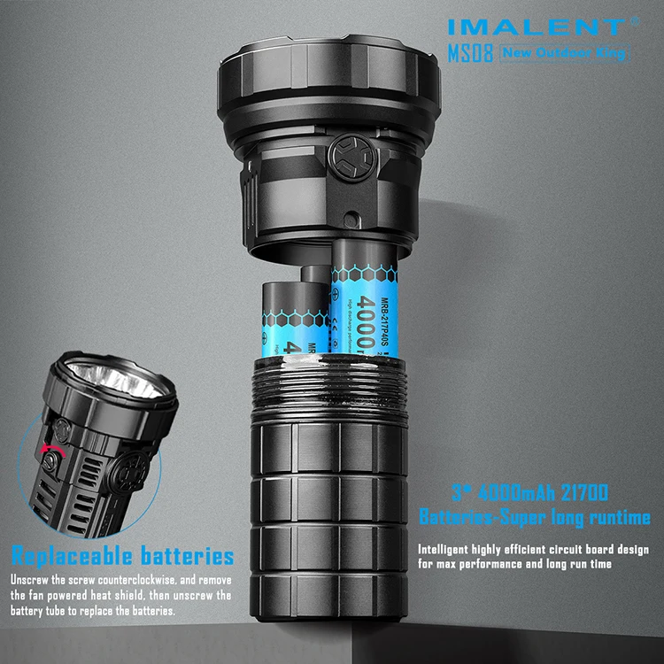 IMALENT MS08 34000 lumens longest Beam distance 738 meters 3 x 21700 Cell  Strongest Brightest EDC Flashlight| Alibaba.com