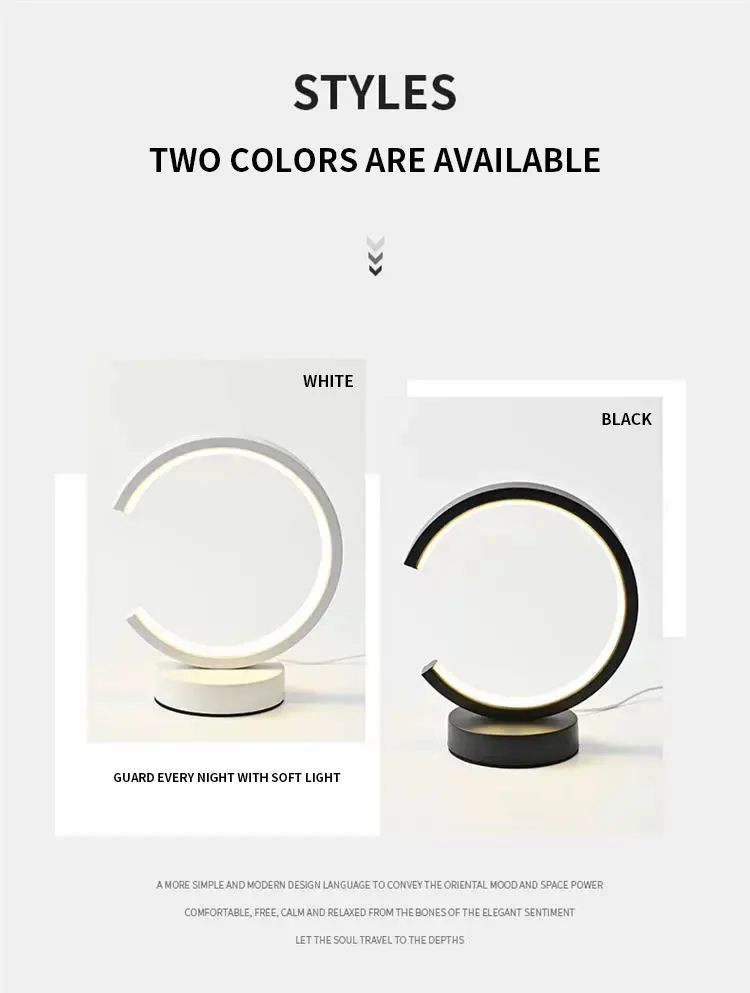 product simple modern and fashionable circular table lamp bedside study bedroom dimmable decorative night light-42