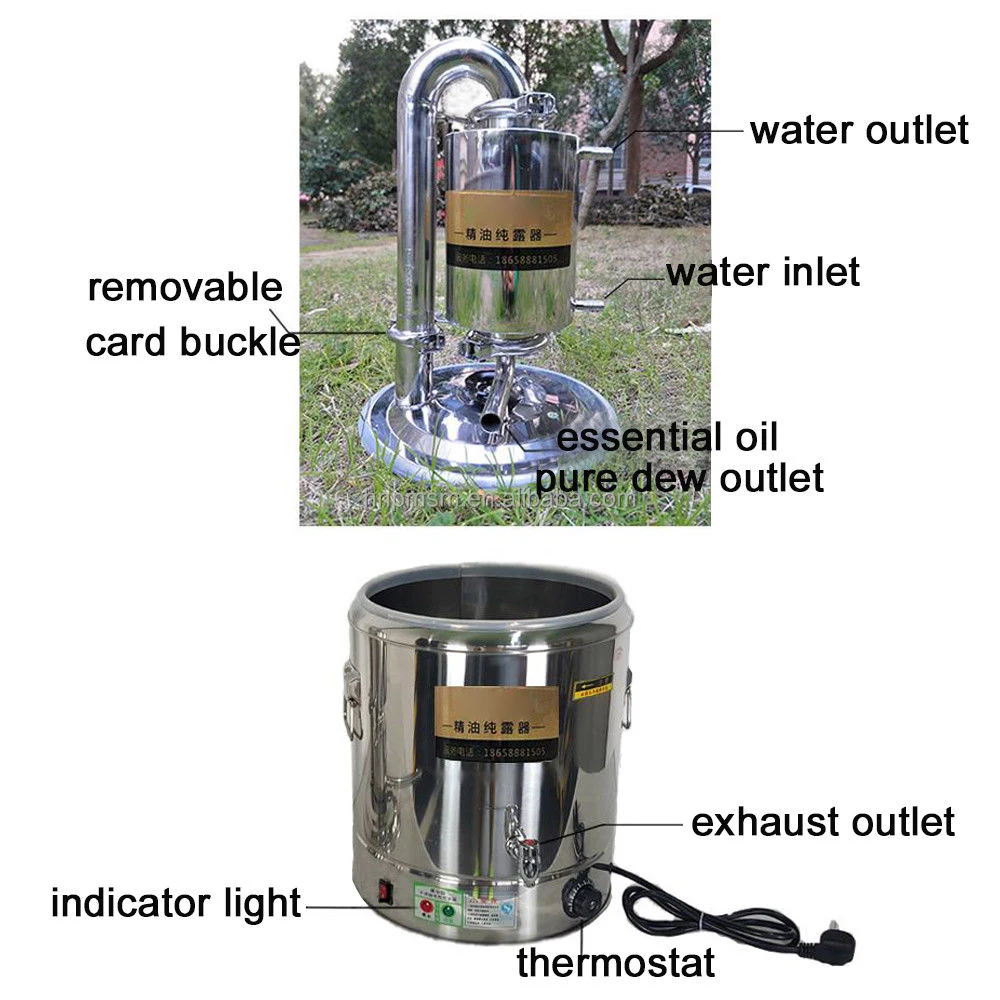 20 Liter Stainless Steel Essential Oil Distiller for Lemongrass Extraction
