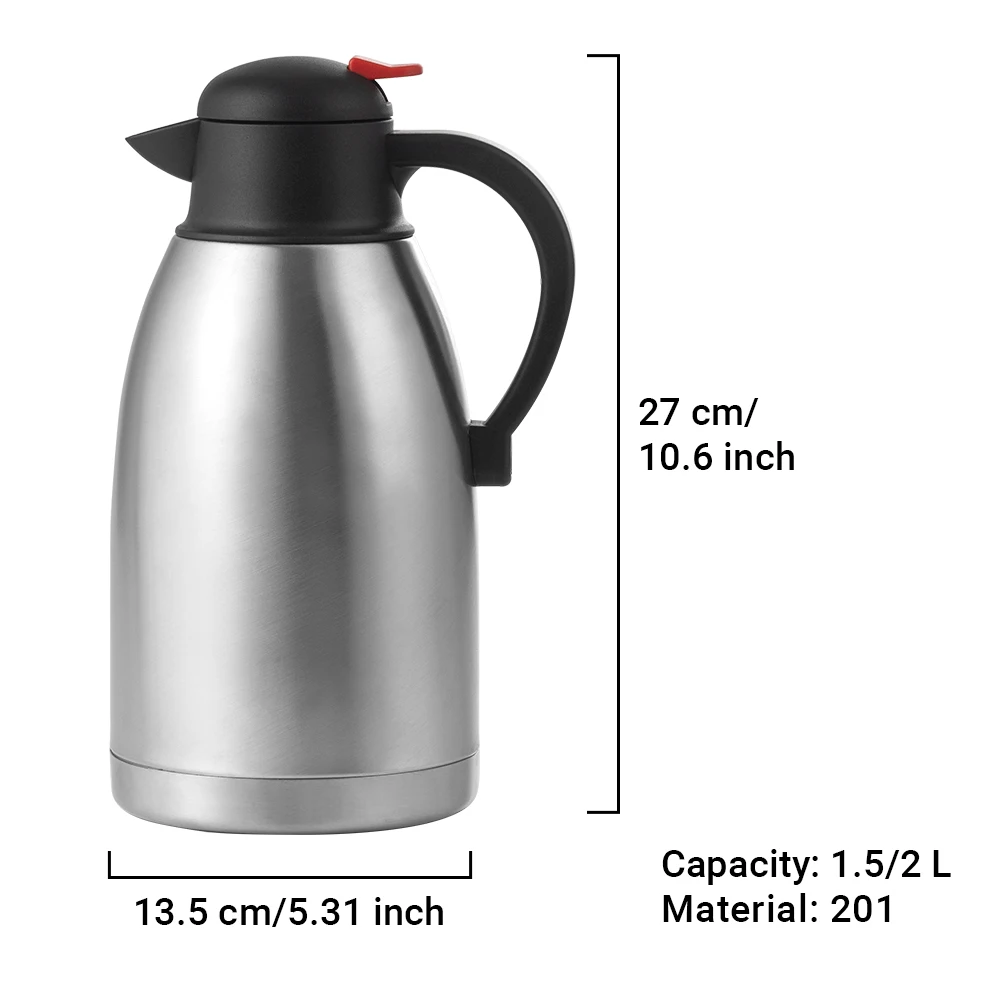 Wholesale Modern 1.5 & 2 Litre Double Walled Stainless Steel Coffee Tea